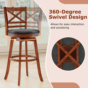 Swivel Barstools Set of 2 with Backrest and Footrest-29 Inches view 6