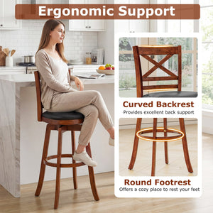 Swivel Barstools Set of 2 with Backrest and Footrest-29 Inches view 7
