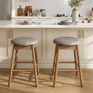 Swivel Counter Height Barstools with Solid Wood Legs and Footrests-Set of 2 view 2