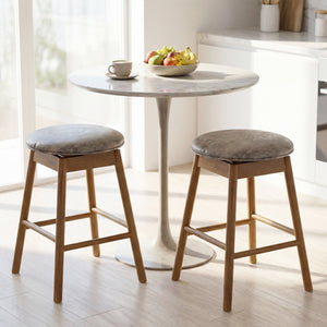 Swivel Counter Height Barstools with Solid Wood Legs and Footrests-Set of 2 view 3