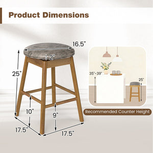 Swivel Counter Height Barstools with Solid Wood Legs and Footrests-Set of 2 view 4