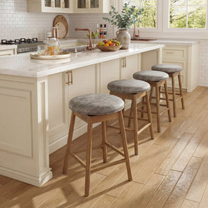 Swivel Counter Height Barstools with Solid Wood Legs and Footrests-Set of 2 view 5