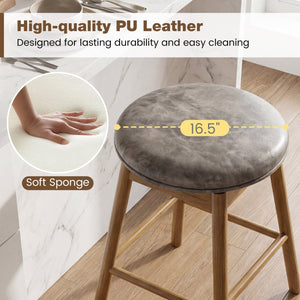 Swivel Counter Height Barstools with Solid Wood Legs and Footrests-Set of 2 view 7