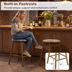 Swivel Counter Height Barstools with Solid Wood Legs and Footrests-Set of 2 view 8