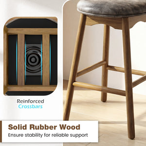 Swivel Counter Height Barstools with Solid Wood Legs and Footrests-Set of 2 view 9