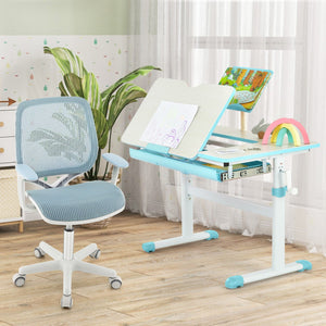 Swivel Mesh Children Computer Chair with Adjustable Height-Blue view 3
