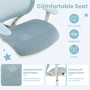 Swivel Mesh Children Computer Chair with Adjustable Height-Blue view 8