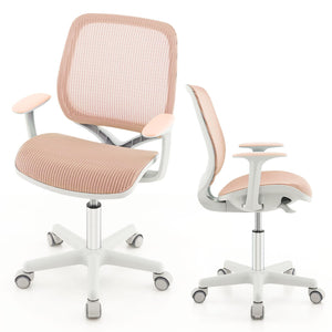Swivel Mesh Children Computer Chair with Adjustable Height-Pink view 4