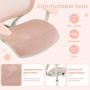Swivel Mesh Children Computer Chair with Adjustable Height-Pink view 8