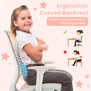Swivel Mesh Children Computer Chair with Adjustable Height-Pink view 9