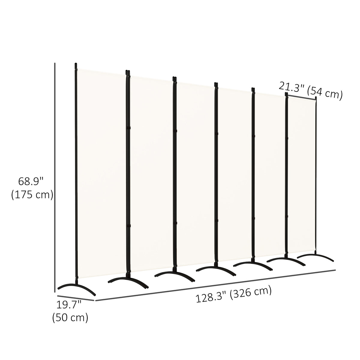 6 Panel Folding Room Divider, UV30+ Privacy Screen, Indoor Outdoor Privacy Panel with Stable Base, Beige – view 2