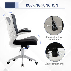 Mesh Office Chair Swivel Task Desk Chair with Lumbar Back Support, Flip-Up Arm, Adjustable Height Office, Grey/Black