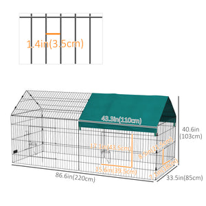 73" Small Animal Cage with Roof, Indoor/Outdoor Use, for Chicken, Rabbits, Chinchillas