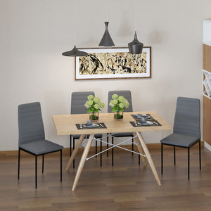 Modern Dining Chairs Set of 4, Upholstered Linen Fabric Kitchen Chairs with Channel Tufting and Metal Legs for Living Room, Dining Room, Bedroom, Grey
