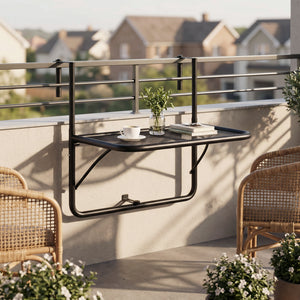 Adjustable Balcony Hanging Railing Table, Metal Mounting Mini Wall Desk Storage Rack – view 7