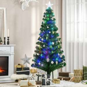 6FT Pre-lit LED Artificial Christmas Tree Scattered Holiday Décor with Stand, Green
