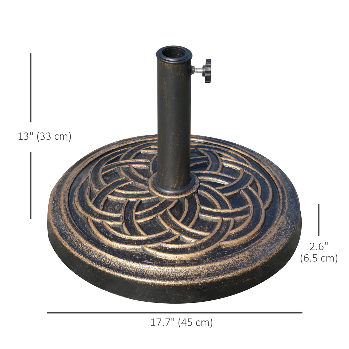 25 lb Heavy Duty Patio Umbrella Base, Round Market Umbrella Stand for Outdoor, Deck, Backyard, Garden, Bronze