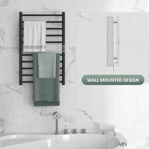 Wall Mounted Heated Towel Rack 10-Bar Electric Towel Warmer with Timer Adjustable Temperature Plug-in