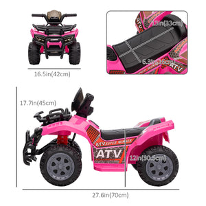 Aosom Kids Ride-on ATV Quad Bike Four Wheeler Car with Music, 6V Battery Powered Motorcycle for 18-36 Months