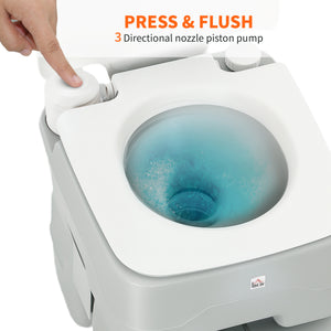 Outdoor Portable Travel Toilet Flushable Tank with Level Indicator 3 Way Pistol for Camping Boating Roadtripping 5.3 Gallon (20L)