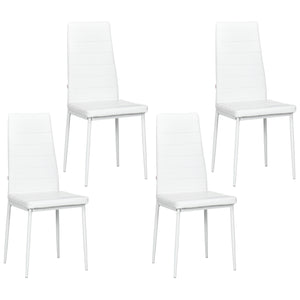 Modern Dining Chairs, Set of 4, High Back PU leather Upholstery and Metal Legs for the Living Room, Kitchen, Home Office, White