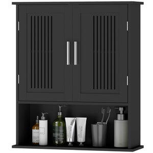 Modern Wall Mount Bathroom Cabinet, Storage Organizer with 2 Door Cabinet and Shelf, White – view 8