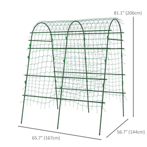Arched Garden Trellis w/ Climbing Net Metal Cucumber Plant Trellis A-Frame for Climbing Plants 57" x 66" x – view 3