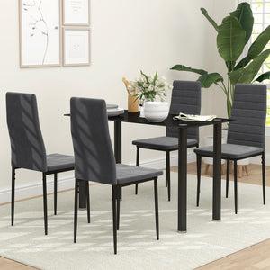Modern Dining Chairs, Set of 4, High Back Upholstery and Metal Legs for the Living Room, Kitchen, Home Office, Grey