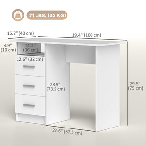Computer Desk with Storage, 39" Home Office Desk with 3 Drawers nad Open Shelf, Writing Table for Bedroom – view 2