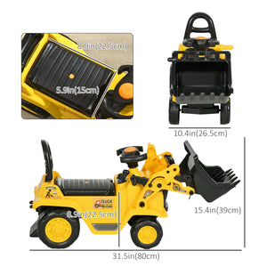 Ride-On Toy Bulldozer with Bucket Horn Steering Wheel Storage Toddlers for 18-48 Months, Yellow
