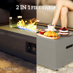 42" Propane Fire Pit Table 50,000 BTU Outdoor Gas Fire Table with Hideaway Propane Tank Holder, Waterproof Cover