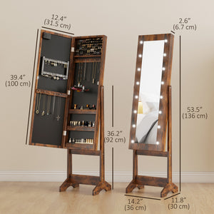 Free Standing Armoire Organizer, Lighted Mirrored Jewelry Cabinet w/ Angle Adjustable & 16 LED Lights Warm – view 30