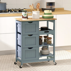 Kitchen Cart on Wheels, Rolling Kitchen Island Cart with Wood Top – view 14