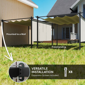 10' x 12' Retractable Pergola Canopy with Roller Shade, Free Standing Patio Gazebo, UPF30+