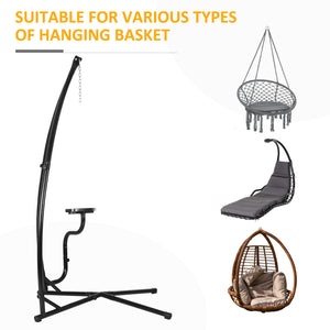 Hammock Chair Stand Only, Metal C-Stand for Hanging Hammock Chair with Tray for Indoor, Outdoor, Porch, Patio, Black
