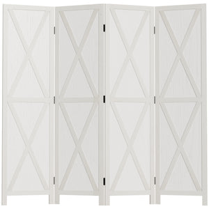 4-panel Wall Partition Farmhouse Room Separator with Foldable Design Wooden Frame 5.6FT, Walnut – view 22