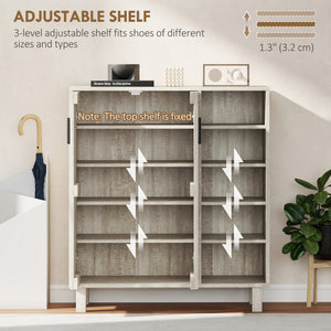 Shoe Storage with Double Doors and Open Shelves 17 Pair Shoe Storage Organizer for Entryway Hallway Black – view 11