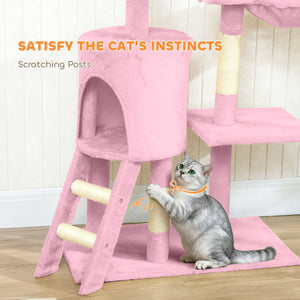 53" Cat Tree Tower, Kitten Activity Centre with Scratching Posts, Condo, Perches, Ladder, Hammock – view 41