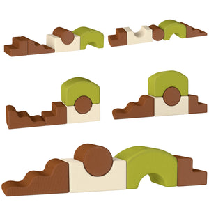 Qaba 5-Piece Foam Climbing Blocks with Non-Slip Bottom, Removable Washable Cover for Crawling or Building, Playroom, Nursery