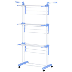 Foldable Clothes Drying Rack, 4-Tier Steel Laundry Rack for Drying Clothes with 2 Side Wings and 4 Castors – view 8