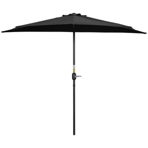 9ft Half Patio Umbrella Round Balcony Umbrella Waterproof Window Sun Shade w/ 5 Ribs Beige