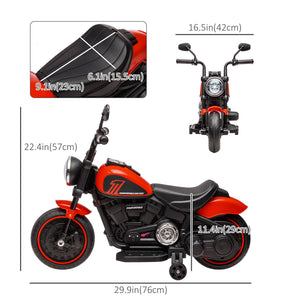 Aosom 6V Kids Motorcycle with Training Wheels, Foot Pedal, Headlight, Music, Forward/Reverse, Single-Button Start