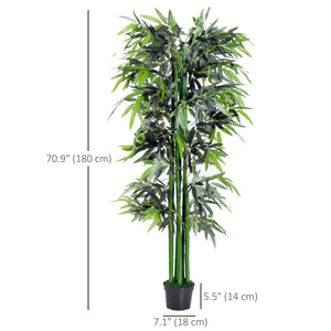 Set of 2 6FT Artificial Bamboo Tree Fake Decorative Plant with Nursery Pot for Indoor Outdoor Décor