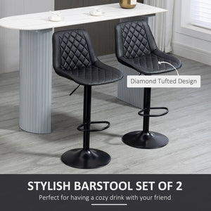 Bar Stools Set of 2, Swivel Counter Height Barstools with Back, Footrest, Adjustable Height, Black – view 3