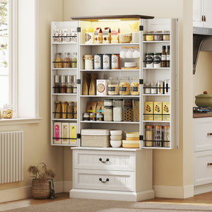 72" LED Kitchen Pantry Cabinet, Buffet Storage Cabinet with 10 Door Shelves – view 21
