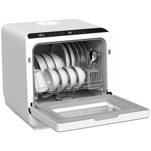 Countertop Dishwasher with Built-in 6L Water Tank, 5 Wash Programs, Touch Control, LED Display, Dual Water Supply, White
