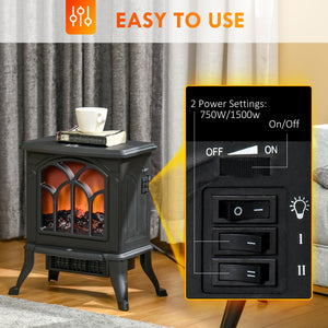 Electric Fireplace Heater, Freestanding Fireplace Stove with Realistic Flame, Overheat Protection – view 4