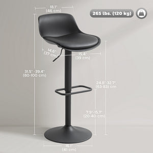 Counter Height Bar Stools Set of 2, Streamlined Bar Chairs with Adjustable Height and Swivel PU Leather – view 2