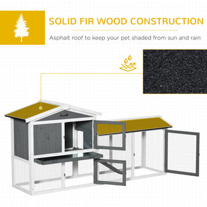 69" Wooden Rabbit Hutch Pet Playpen Bunny House Enclosure with Run Box, Slide-out Tray, Ramp – view 13