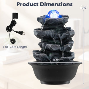 Tabletop Water Fountain with Rolling Crystal Ball and Color-Changing LED Light-D view 5